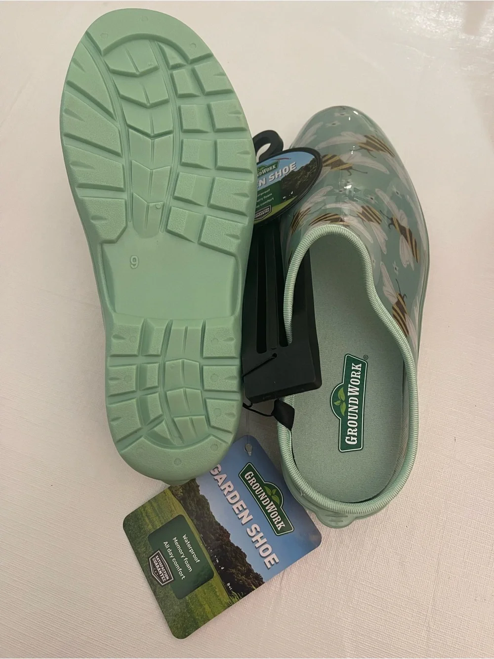 Ground Work Waterproof Garden Clog Womens Sz 9 Garden Shoe Green Bee New